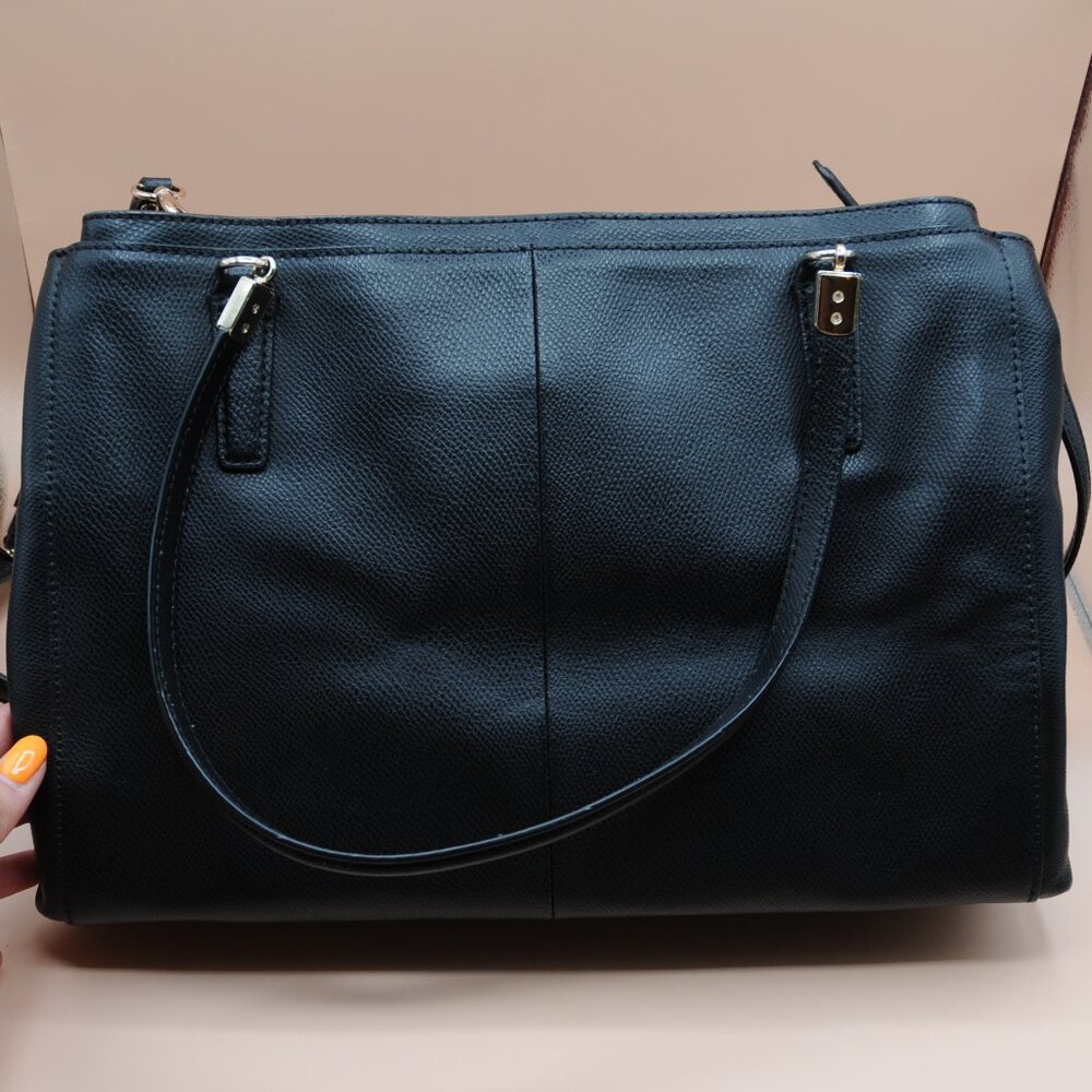 Coach Leather Tote Bag, Black/Gold - Picture 2 of 10